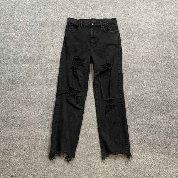 J Brand Jeans Womens 28 Black Denim Jules Undercover Destruct Distressed Raw Hem - Picture 2 of 12